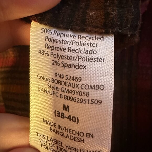 George Casual Button Down Mens Medium Brown Red Plaid Rugged Flannel Shirt - Picture 7 of 7